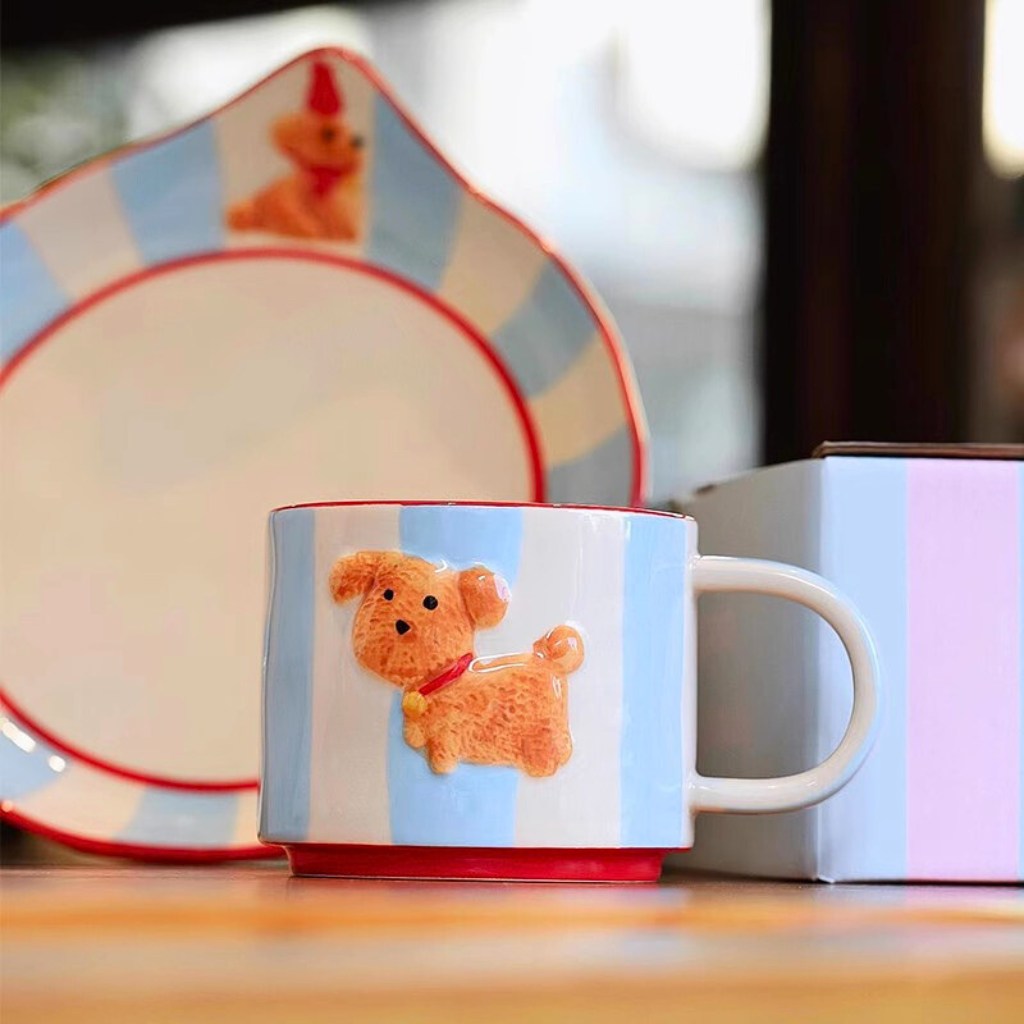 Cartoon Puppy Ceramic Coffee Cup Set