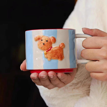 Cartoon Puppy Ceramic Coffee Cup Set