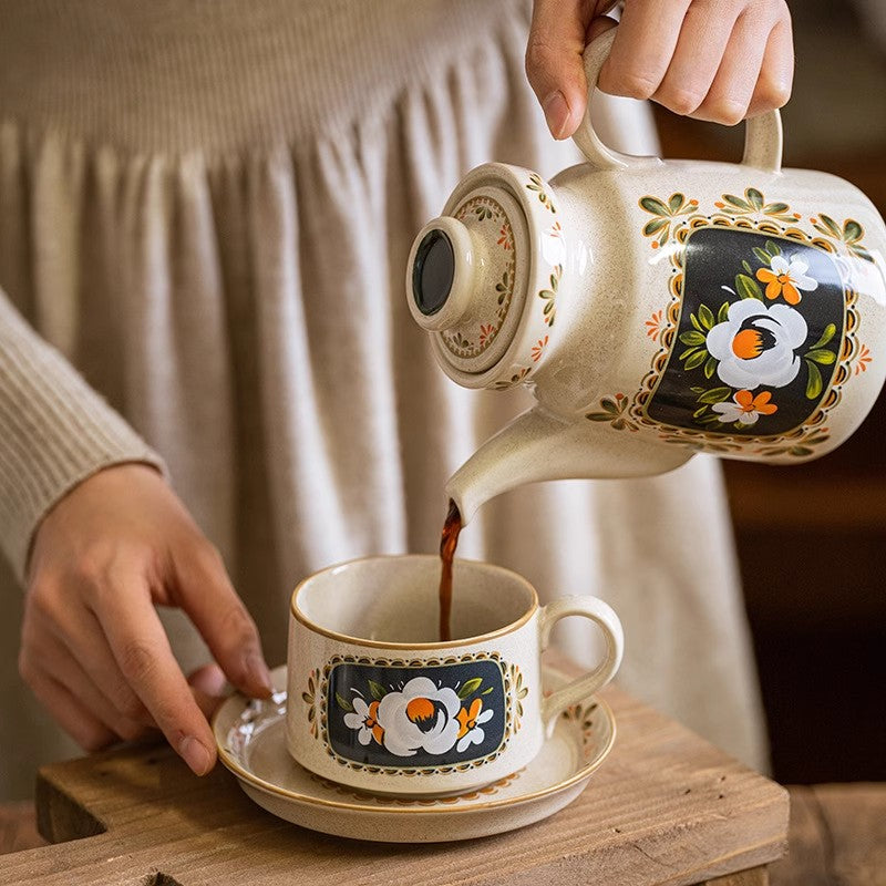 Handcrafted ceramic camellia tea set